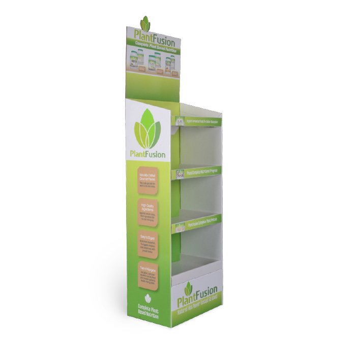 Custom Cardboard Floor Display Racks for Pharmacy with 4 Tiers for Optimal Product Presentation