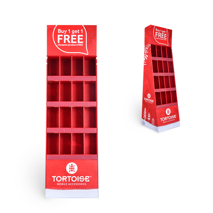 Customized Display Stands for Phone Case Display Racks Featuring Custom Corrugated Floor Displays