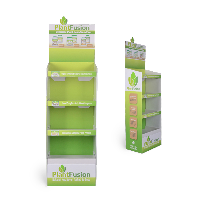 Custom Cardboard Floor Display Racks for Pharmacy with 4 Tiers for Optimal Product Presentation