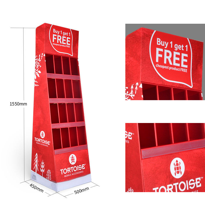 Customized Display Stands for Phone Case Display Racks Featuring Custom Corrugated Floor Displays
