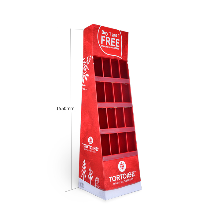 Customized Display Stands for Phone Case Display Racks Featuring Custom Corrugated Floor Displays