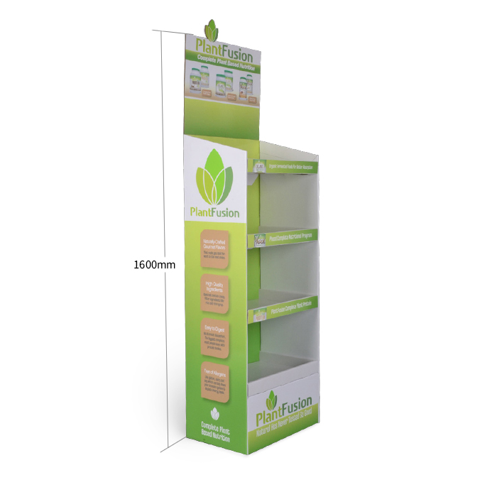 Custom Cardboard Floor Display Racks for Pharmacy with 4 Tiers for Optimal Product Presentation