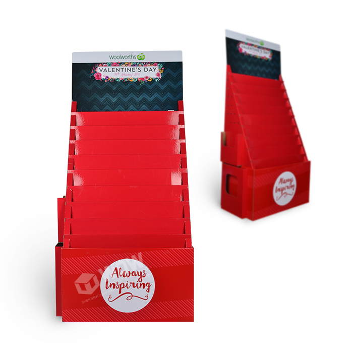 Greeting Card Display Units Featuring Cardboard Tiered Display Stands with 10 Tiers and Custom Cardboard Stands