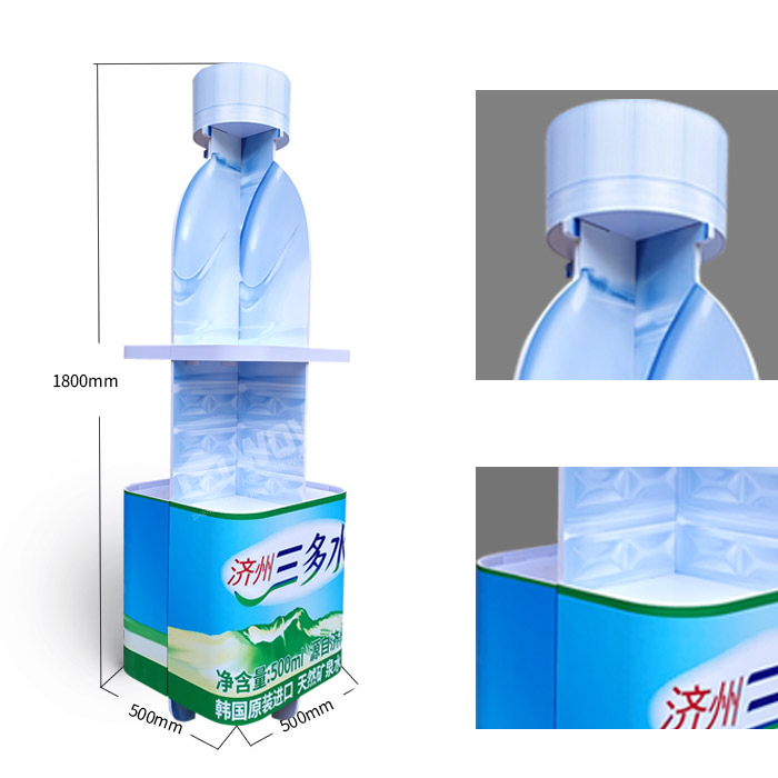 Innovative Shape Bottle Shelf Display with Floor Standing Display Unit and PVC Forex Display Stand