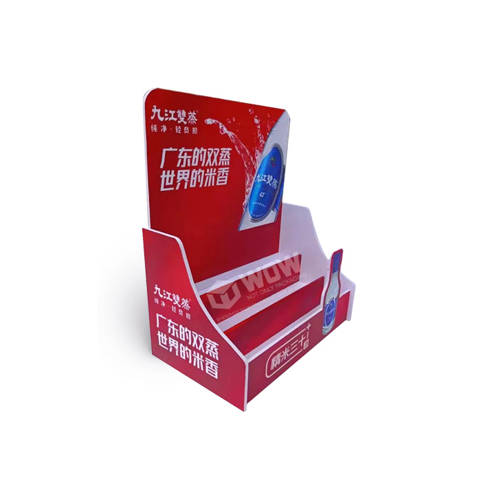 Tier Liquor Bottle Shelf Featuring Point of Purchase Counter Display with 3 Tiers and PVC Display Stand
