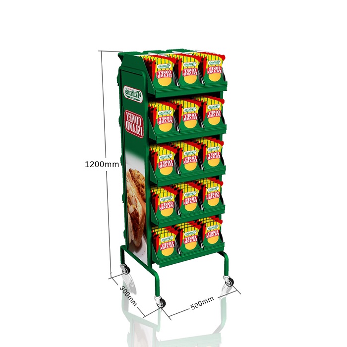 Metal End Cap Display Rack for Potato Chips with Wheels