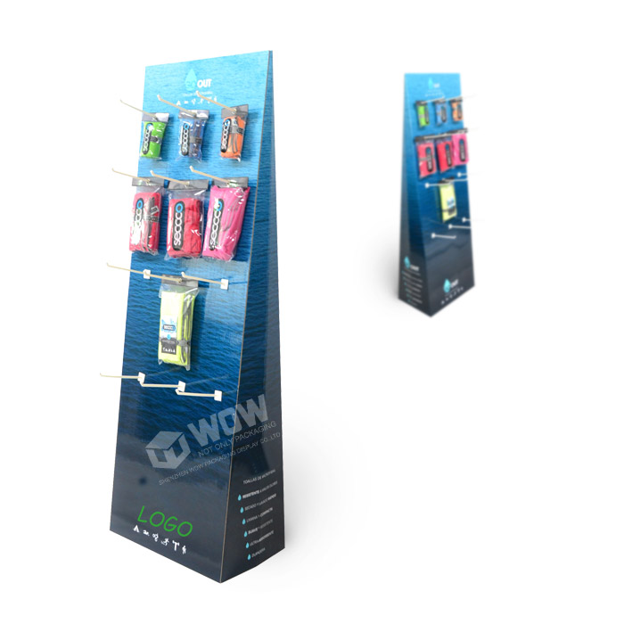 Point of Sale Stand for Retail Towel Display with Cardboard Hooks
