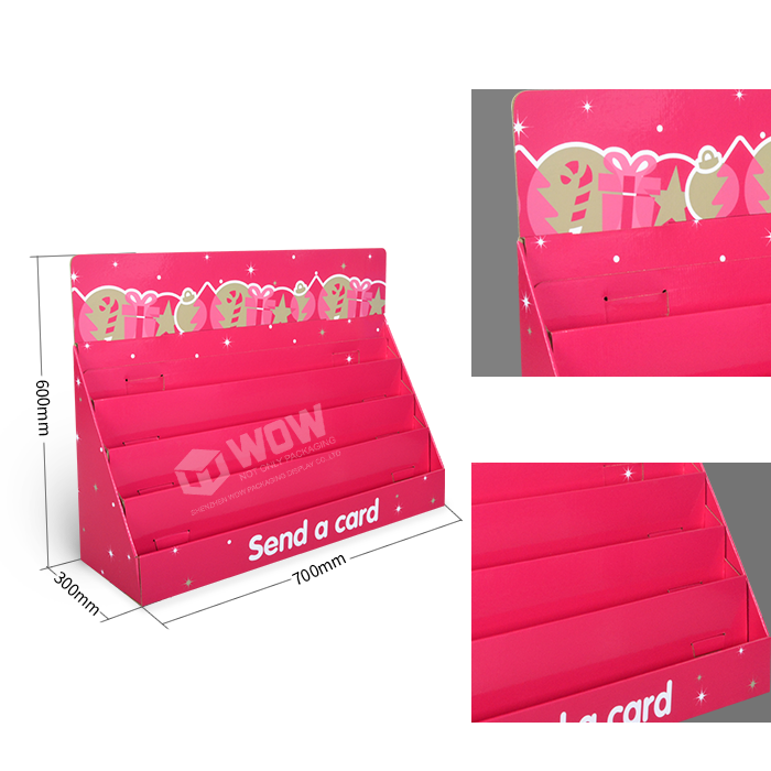 Cardboard Step Display for Table Top Greeting Card Display and Point of Sale Product Display