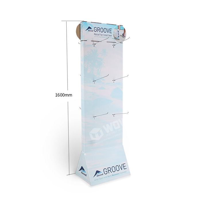 Double-Sided Cardboard Slipper Display Stand with Hooks
