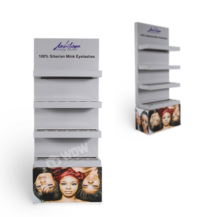 Custom 4-Tier Cardboard POP Floor Cosmetic Display Stand