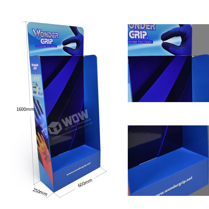 Point of Sale Glove Display Rack with Cardboard Hooks and Packaging