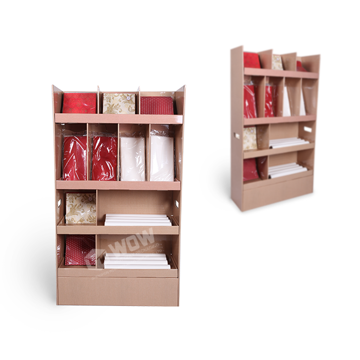 Flexo Ink Printing Custom Cardboard Floor Display Rack for Greeting Cards