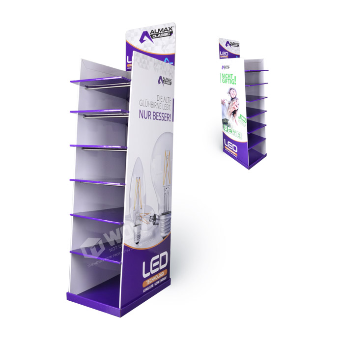 Point of Sale Merchandise for LED Bulbs Display with Standing Cardboard Design