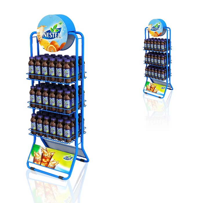 Durable Metal Retail Floor Wire Displays Racks for Coffee