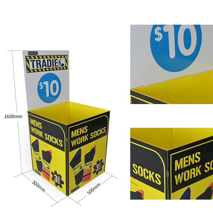 Cardboard Dump Bins for Retail Sock Display Rack and POP Packaging