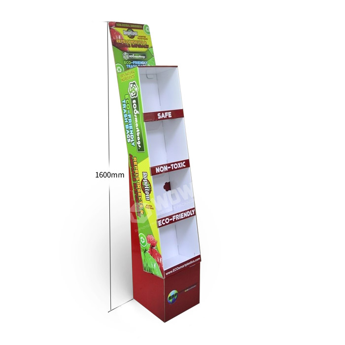 Retail POS Floor Display Rack for Bags Featuring Paper Rack Tower Design