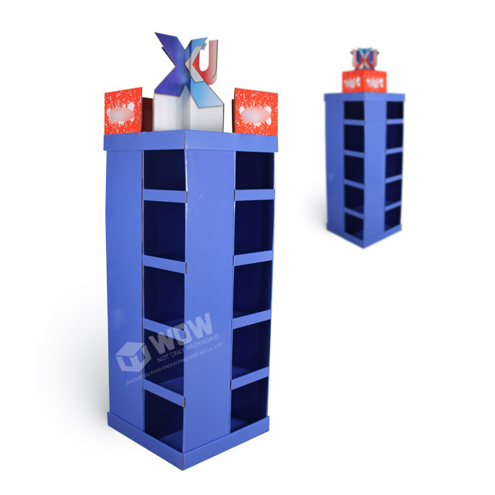 Cardboard T-Shirt Display on Supermarket Pallet with Point of Sale Stands