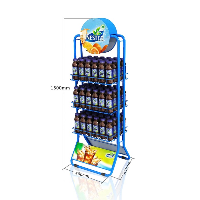 Durable Metal Retail Floor Wire Displays Racks for Coffee