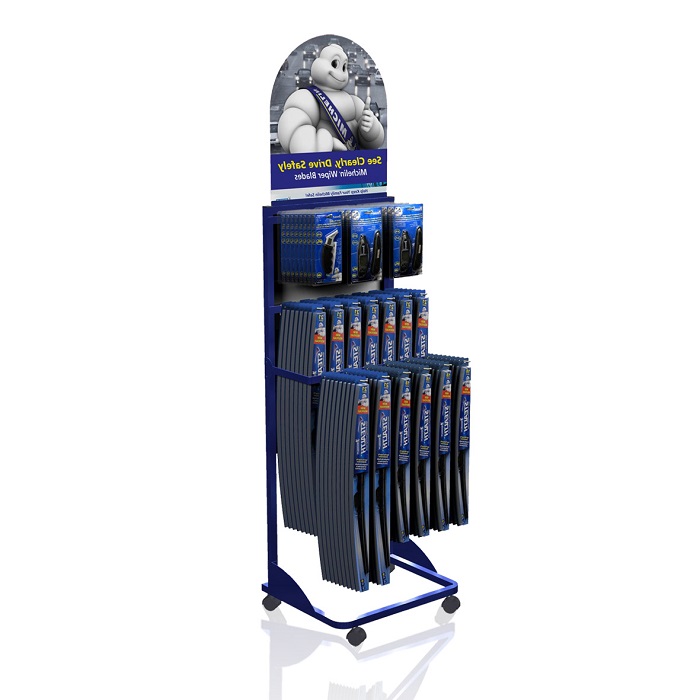 Metal Wire POP Car Accessories Floor Standing Display Rack