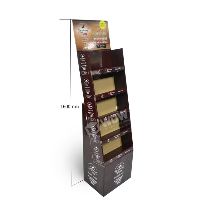 POS Cardboard Snack Floor Stand Display Shelf