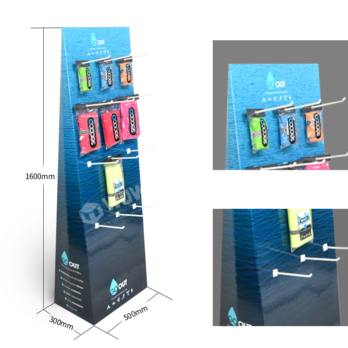 Point of Sale Stand for Retail Towel Display with Cardboard Hooks