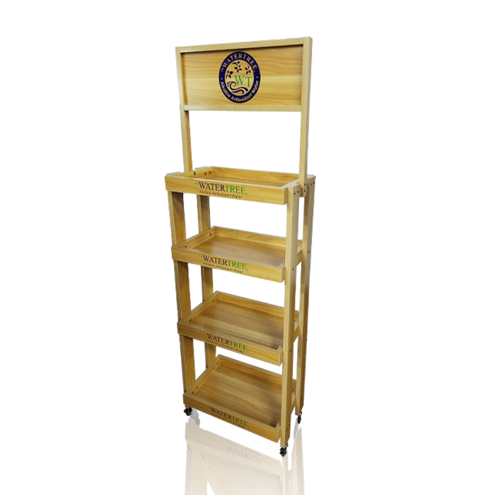 Floor Standing Wooden Liquor Bottle Display Rack
