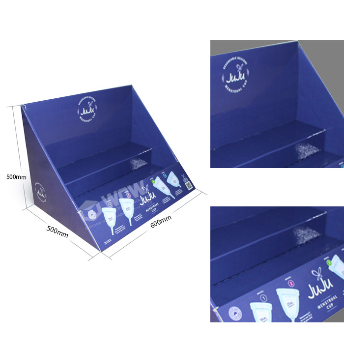 Two-Tier Cardboard POS Step Display Boxes Stand for Retail Towel