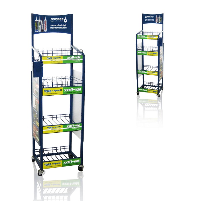 Metal Wire Floor Standing Display Rack for Adhesives Bonds Bottles