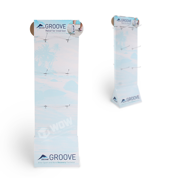 Double-Sided Cardboard Slipper Display Stand with Hooks