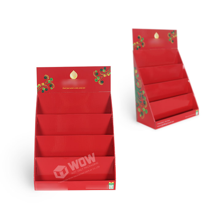 Greeting Card Display Units Featuring 4 Tiers Product Counter Display and Custom Cardboard Stands