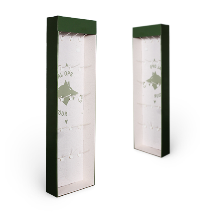 Point of Sale Hanging Purse Display Stand with Cardboard Sidekick Design