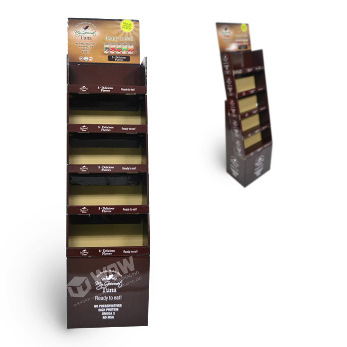 POS Cardboard Snack Floor Stand Display Shelf