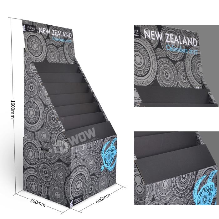 Custom Corrugated Floor Standing Calendar Display Rack Stands