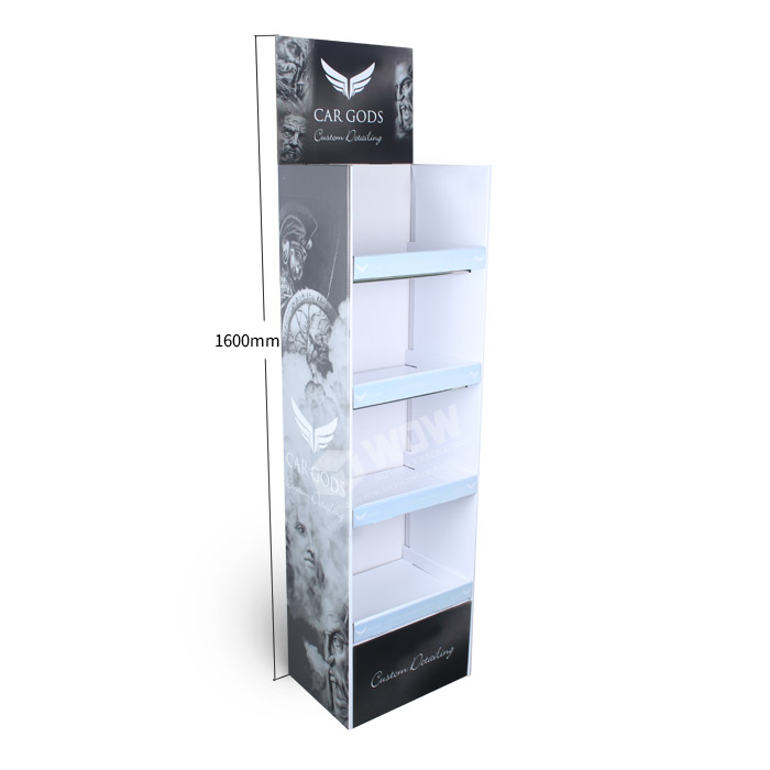 Custom 4-Tier Endcap Perfume Display Racks with Cardboard POP