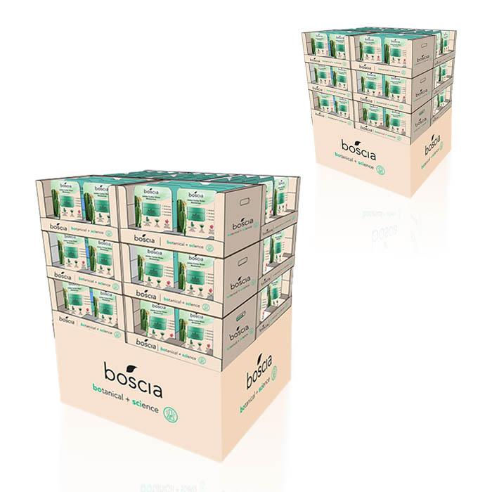 Sonnencreme-Display aus Kartonpaletten für Costco
