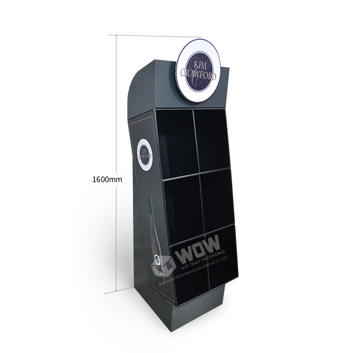 Retail Wine Display Featuring Cardboard Tiered Stands for 6 Cases and Cardboard POS Display Stands