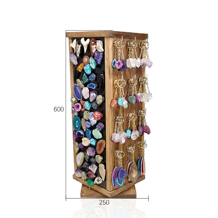 Jewelry Countertop Pegboard Spinner Rack with Wood Display