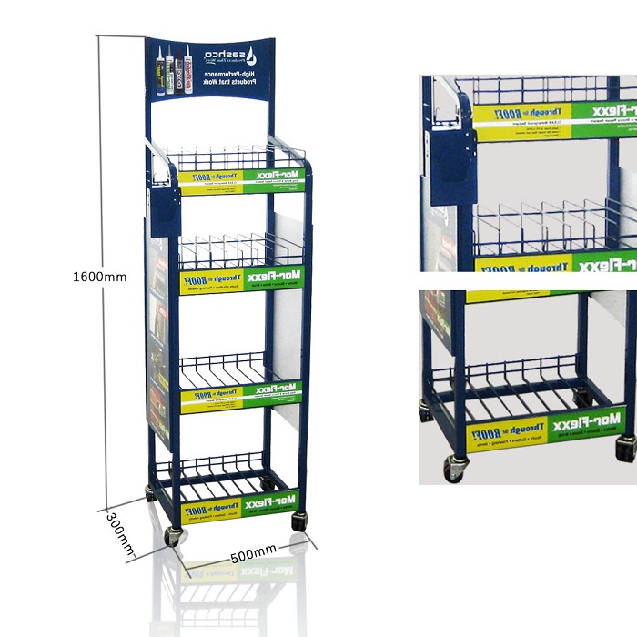 Metal Wire Floor Standing Display Rack for Adhesives Bonds Bottles