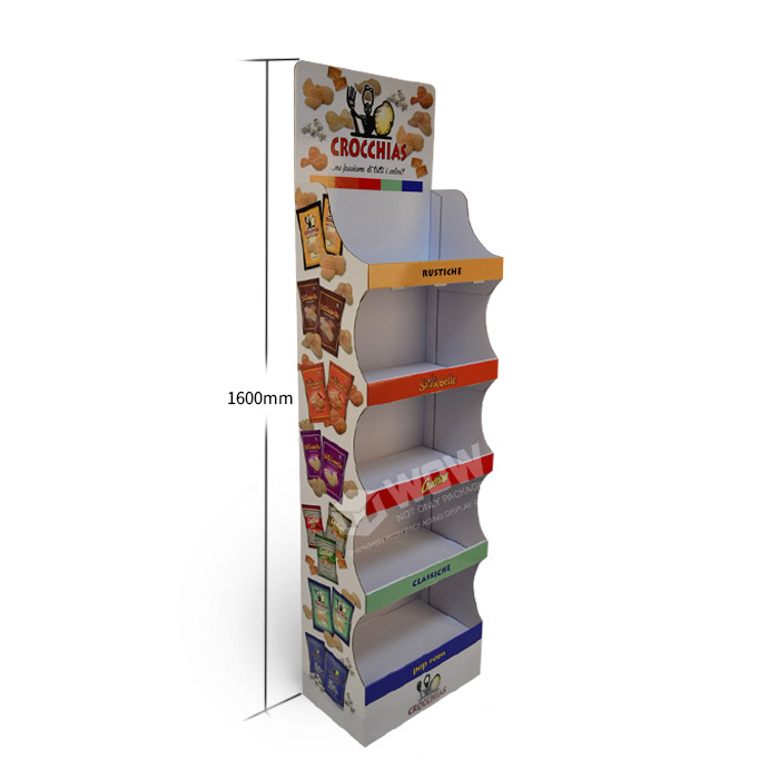Free Standing Corrugated POP Potato Chip Display Stand