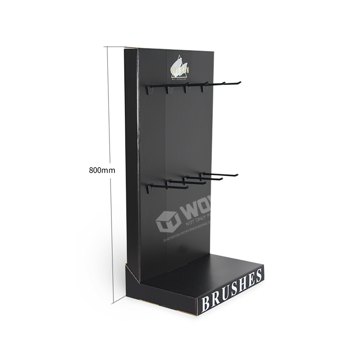 Cardboard Hair Brush Display with Counter Stand and Hooks for Point of Sale