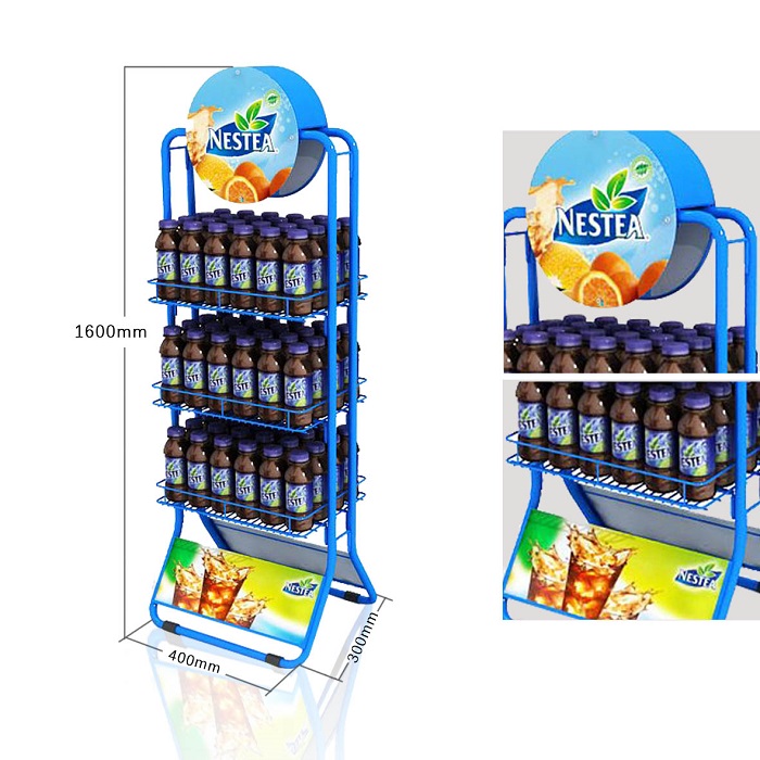 Durable Metal Retail Floor Wire Displays Racks for Coffee