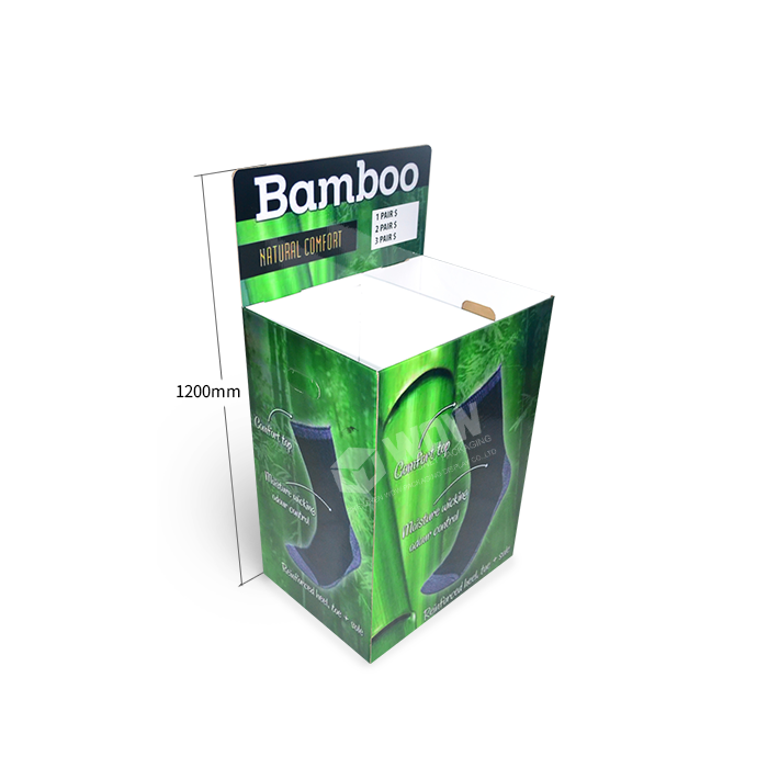 Point of Purchase Materials Featuring Retail Sock Display Rack and Corrugated Dump Bin Display