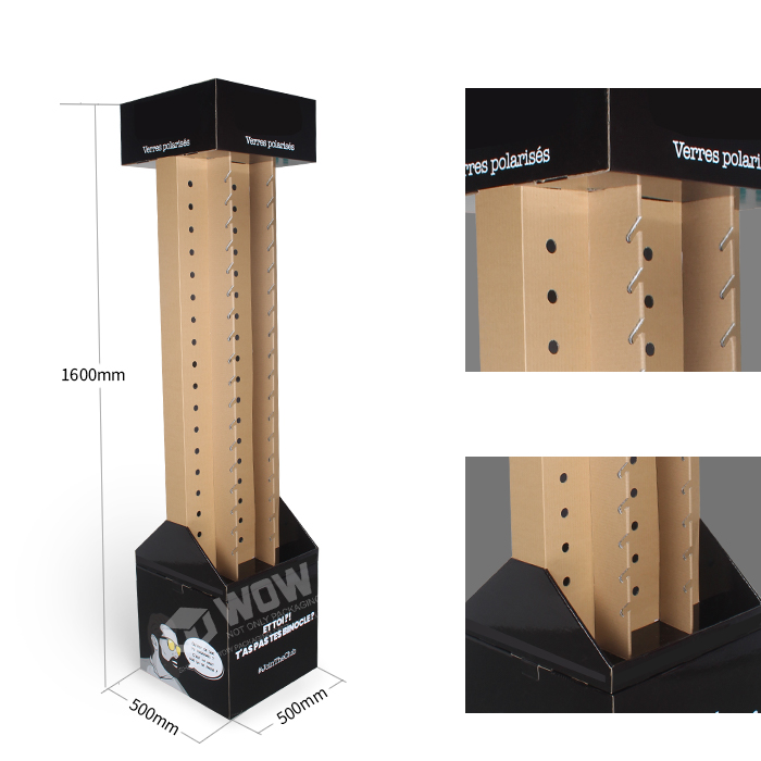 Cardboard Sunglasses Display Featuring Spinning Retail Display Stand and Double-Sided FSDU POS