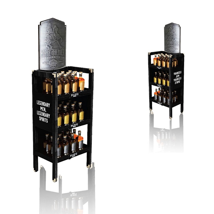 Black Metal 3-Tier Retail Floor Wine Bottle Display Shelf