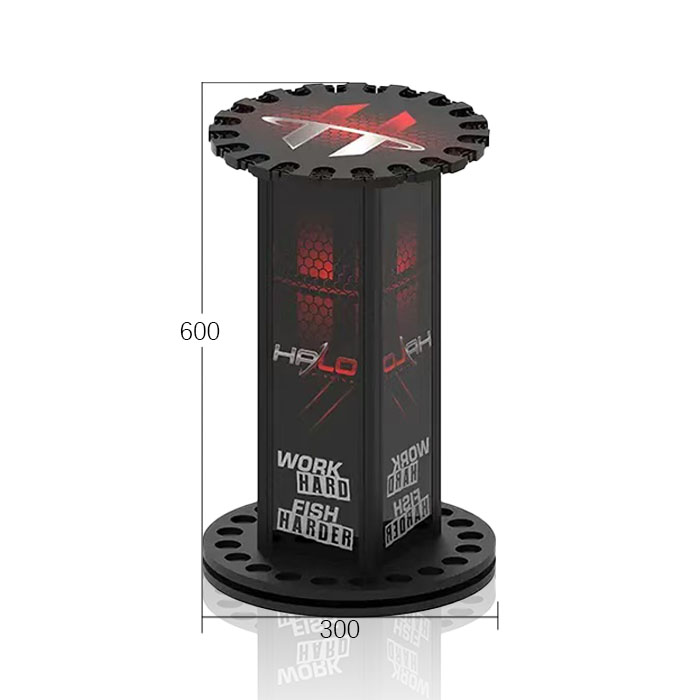 Fishing Rod Rotating Display Rack with Wooden POS Stand