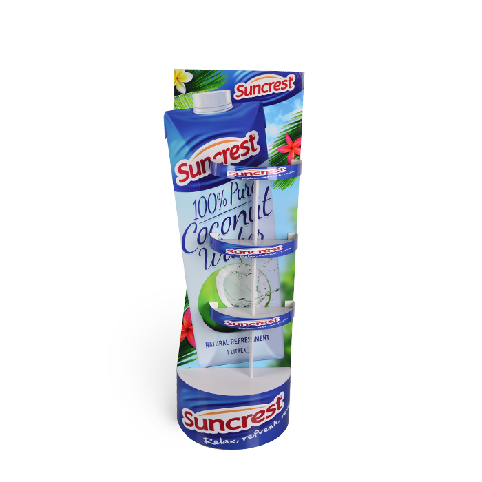 Point of Purchase Sales with Standing Cardboard Display for Coconut Bottle Rack