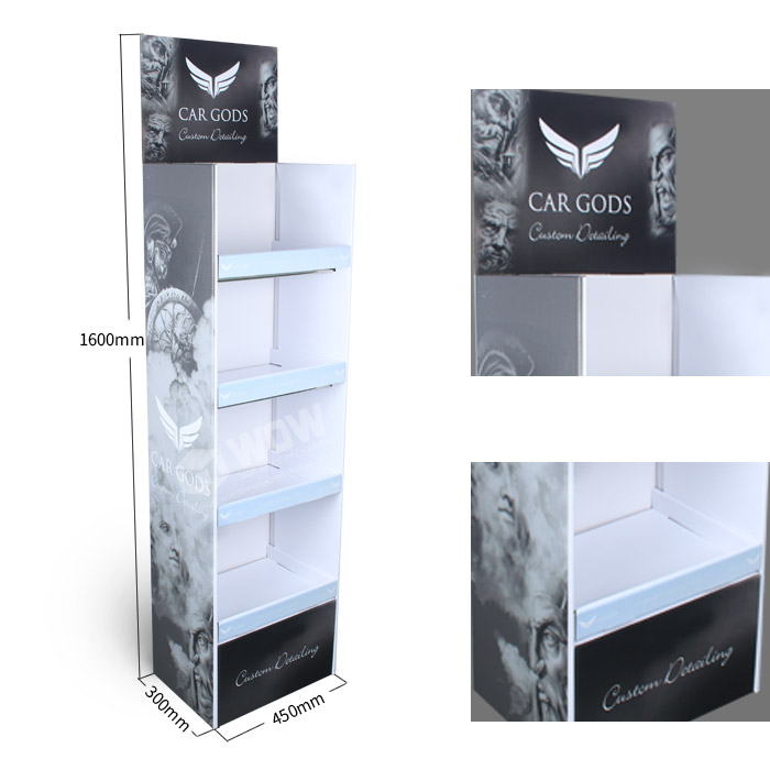 Custom 4-Tier Endcap Perfume Display Racks with Cardboard POP