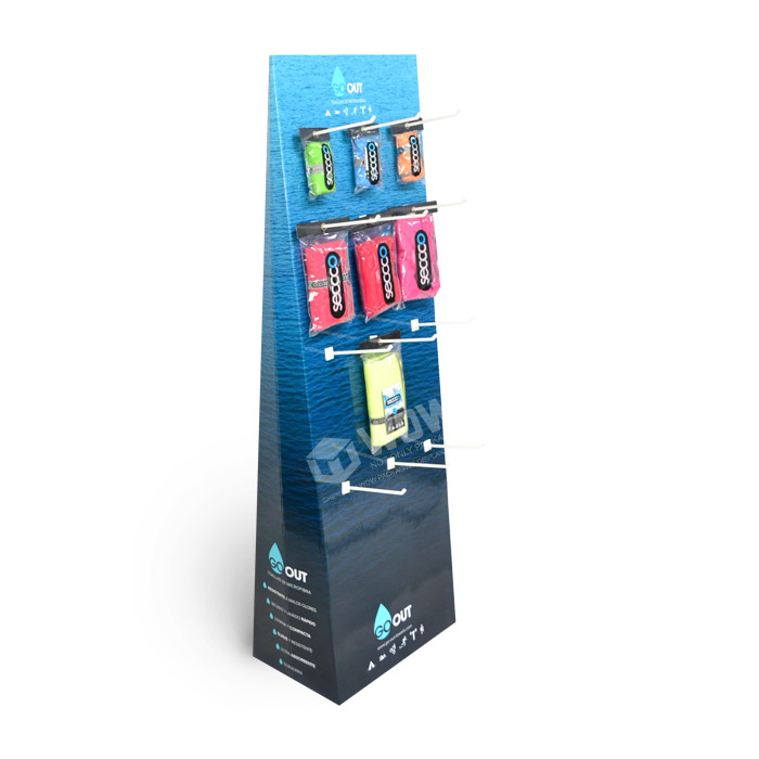 Point of Sale Stand for Retail Towel Display with Cardboard Hooks