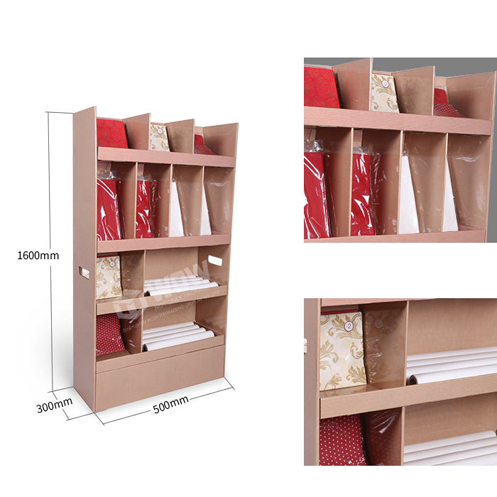 Flexo Ink Printing Custom Cardboard Floor Display Rack for Greeting Cards