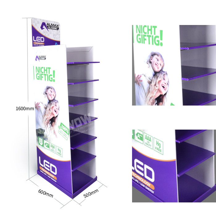 Point of Sale Merchandise for LED Bulbs Display with Standing Cardboard Design
